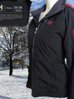 HELLY HANSEN Tech Performance Black Ski Jacket Women's Medium Recco Waterproof